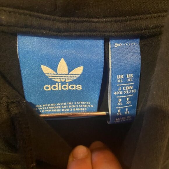 Adidas Originals Black/White Colorblock Hoodie Sweatshirt Mens XL - Picture 3 of 4
